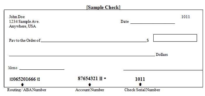 Routing Number Sample Check Example